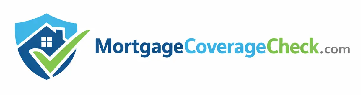 MortgageCoverageCheck.com logo with shield, house, and green checkmark symbol representing mortgage protection coverage