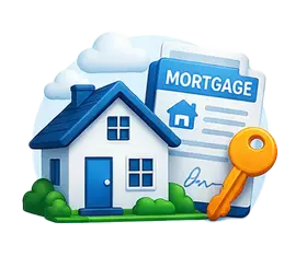 homeowners with mortgage protection house and loan document illustration
