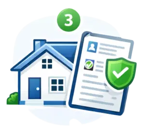 Step 3 mortgage protection policy approval showing home coverage and verified insurance document